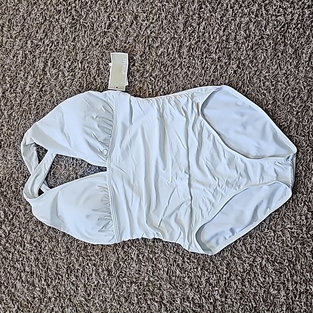 NWT Michael Kors Bathing Suit Convertible One-Piece Swimsuit Sz 14 White - Picture 2 of 6